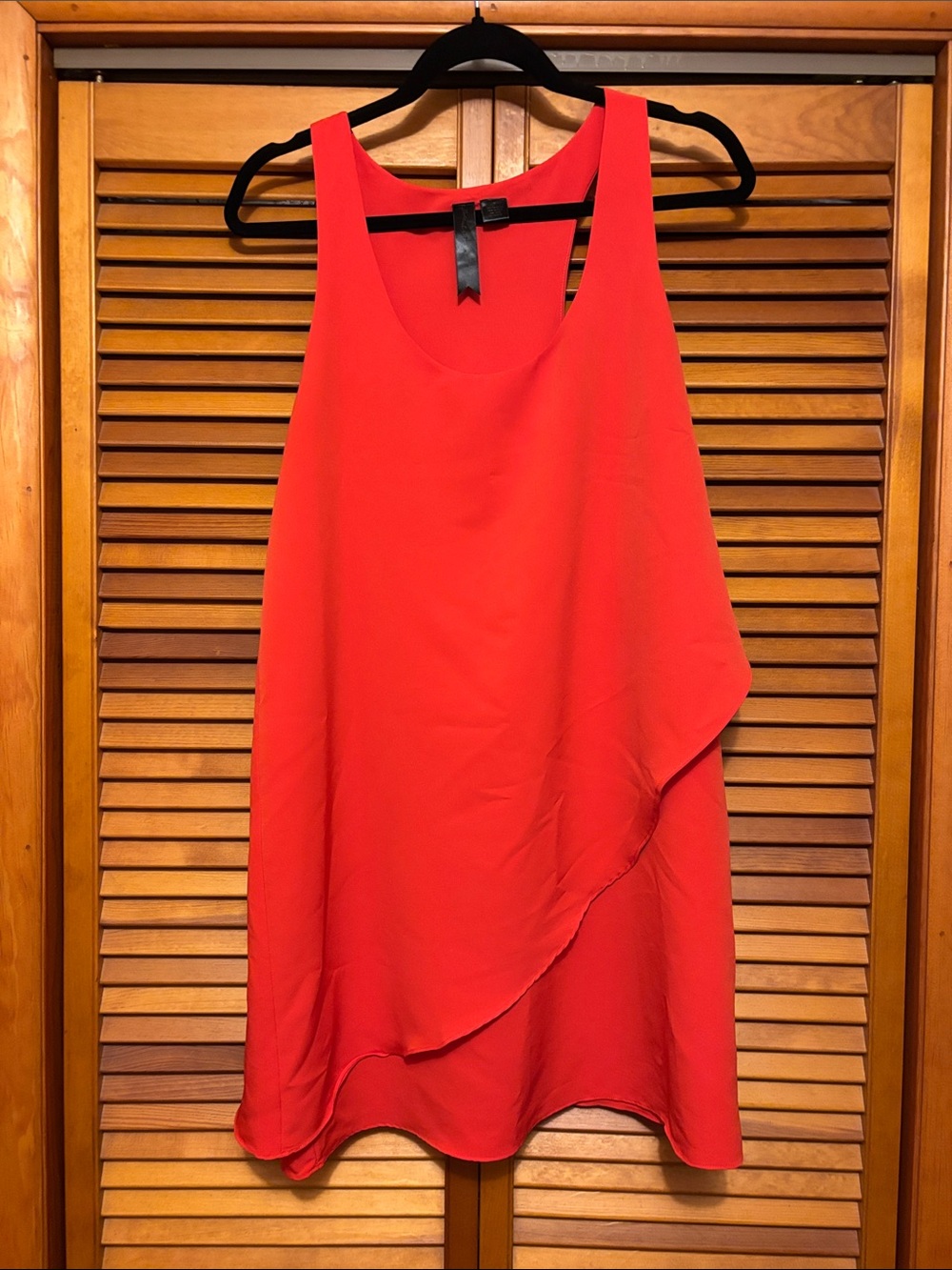 Petticoat Alley Red Sleeveless Asymmetric Ruffle Mini Dress